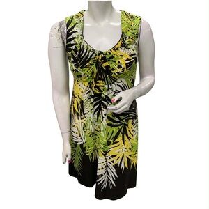 Emma & Michele Green Yellow Tropical Scoop Neck Swim Cover-Up Size L